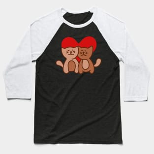 Heart and Cats Baseball T-Shirt